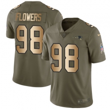 Youth Nike New England Patriots #98 Trey Flowers Limited Olive/Gold 2017 Salute to Service NFL Jersey