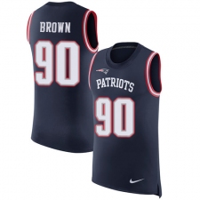 Men's Nike New England Patriots #90 Malcom Brown Limited Navy Blue Rush Player Name & Number Tank Top NFL Jersey