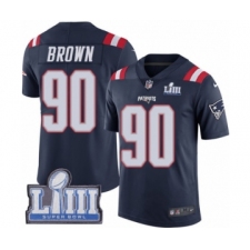 Men's Nike New England Patriots #90 Malcom Brown Limited Navy Blue Rush Vapor Untouchable Super Bowl LIII Bound NFL Jersey