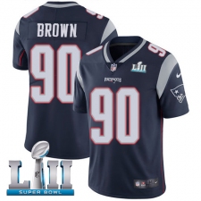 Men's Nike New England Patriots #90 Malcom Brown Navy Blue Team Color Vapor Untouchable Limited Player Super Bowl LII NFL Jersey