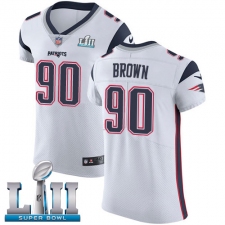 Men's Nike New England Patriots #90 Malcom Brown White Vapor Untouchable Elite Player Super Bowl LII NFL Jersey