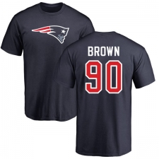 NFL Nike New England Patriots #90 Malcom Brown Navy Blue Name & Number Logo T-Shirt
