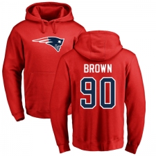 NFL Nike New England Patriots #90 Malcom Brown Red Name & Number Logo Pullover Hoodie