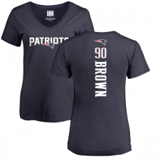 NFL Women's Nike New England Patriots #90 Malcom Brown Navy Blue Backer T-Shirt