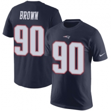 Nike New England Patriots #90 Malcom Brown Navy Blue Rush Pride Name & Number T-Shirt