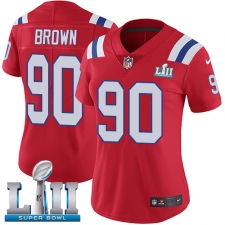 Women's Nike New England Patriots #90 Malcom Brown Red Alternate Vapor Untouchable Limited Player Super Bowl LII NFL Jersey