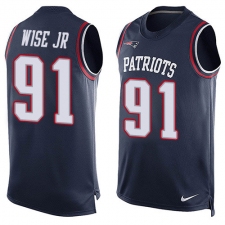 Men's Nike New England Patriots #91 Deatrich Wise Jr Limited Navy Blue Player Name & Number Tank Top NFL Jersey