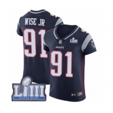 Men's Nike New England Patriots #91 Deatrich Wise Jr Navy Blue Team Color Vapor Untouchable Elite Player Super Bowl LIII Bound NFL Jersey