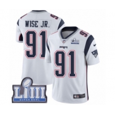 Men's Nike New England Patriots #91 Deatrich Wise Jr White Vapor Untouchable Limited Player Super Bowl LIII Bound NFL Jersey