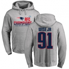 Nike New England Patriots #91 Deatrich Wise Jr Heather Gray 2017 AFC Champions Pullover Hoodie