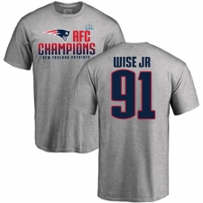 Nike New England Patriots #91 Deatrich Wise Jr Heather Gray 2017 AFC Champions V-Neck T-Shirt
