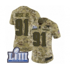 Women's Nike New England Patriots #91 Deatrich Wise Jr Limited Camo 2018 Salute to Service Super Bowl LIII Bound NFL Jersey