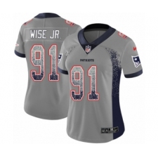 Women's Nike New England Patriots #91 Deatrich Wise Jr Limited Gray Rush Drift Fashion NFL Jersey