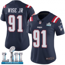 Women's Nike New England Patriots #91 Deatrich Wise Jr Limited Navy Blue Rush Vapor Untouchable Super Bowl LII NFL Jersey