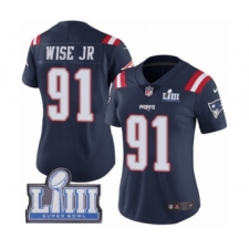 Women's Nike New England Patriots #91 Deatrich Wise Jr Limited Navy Blue Rush Vapor Untouchable Super Bowl LIII Bound NFL Jersey