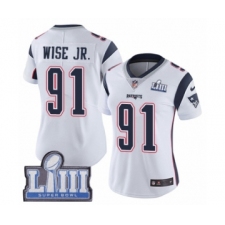 Women's Nike New England Patriots #91 Deatrich Wise Jr White Vapor Untouchable Limited Player Super Bowl LIII Bound NFL Jersey