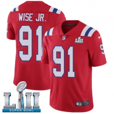 Youth Nike New England Patriots #91 Deatrich Wise Jr Red Alternate Vapor Untouchable Limited Player Super Bowl LII NFL Jersey