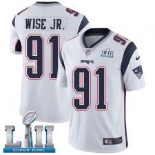 Youth Nike New England Patriots #91 Deatrich Wise Jr White Vapor Untouchable Limited Player Super Bowl LII NFL Jersey