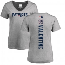 NFL Women's Nike New England Patriots #99 Vincent Valentine Ash Backer V-Neck T-Shirt