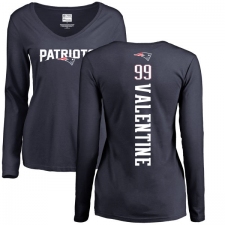NFL Women's Nike New England Patriots #99 Vincent Valentine Navy Blue Backer Slim Fit Long Sleeve T-Shirt