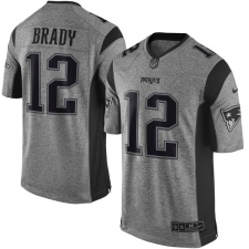 Men's Nike New England Patriots #12 Tom Brady Limited Gray Gridiron NFL Jersey
