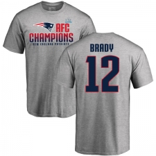 Nike New England Patriots #12 Tom Brady Heather Gray 2017 AFC Champions V-Neck T-Shirt