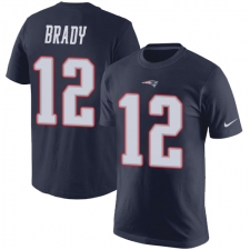 Nike New England Patriots #12 Tom Brady Navy Blue Rush Pride Name & Number T-Shirt