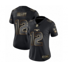 Women's New England Patriots #12 Tom Brady Black Gold Vapor Untouchable Limited Football Jersey