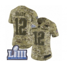 Women's Nike New England Patriots #12 Tom Brady Limited Camo 2018 Salute to Service Super Bowl LIII Bound NFL Jersey