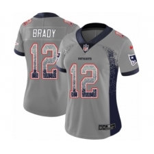 Women's Nike New England Patriots #12 Tom Brady Limited Gray Rush Drift Fashion NFL Jersey