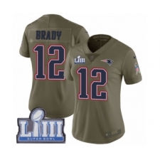 Women's Nike New England Patriots #12 Tom Brady Limited Olive 2017 Salute to Service Super Bowl LIII Bound NFL Jersey