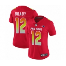 Women's Nike New England Patriots #12 Tom Brady Limited Red AFC 2019 Pro Bowl NFL Jersey