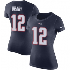 Women's Nike New England Patriots #12 Tom Brady Navy Blue Rush Pride Name & Number T-Shirt