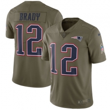 Youth Nike New England Patriots #12 Tom Brady Limited Olive 2017 Salute to Service NFL Jersey