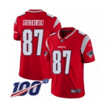 Men's New England Patriots #87 Rob Gronkowski Limited Red Inverted Legend 100th Season Football Jersey