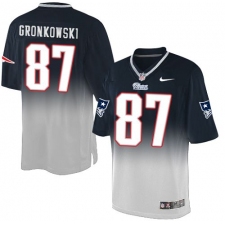 Men's Nike New England Patriots #87 Rob Gronkowski Elite Navy/Grey Fadeaway NFL Jersey