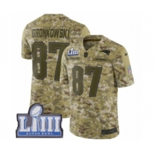 Men's Nike New England Patriots #87 Rob Gronkowski Limited Camo 2018 Salute to Service Super Bowl LIII Bound NFL Jersey
