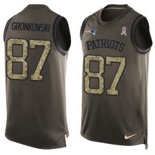 Men's Nike New England Patriots #87 Rob Gronkowski Limited Green Salute to Service Tank Top NFL Jersey