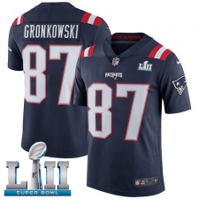 Men's Nike New England Patriots #87 Rob Gronkowski Limited Navy Blue Rush Vapor Untouchable Super Bowl LII NFL Jersey