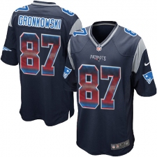 Men's Nike New England Patriots #87 Rob Gronkowski Limited Navy Blue Strobe NFL Jersey