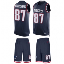 Men's Nike New England Patriots #87 Rob Gronkowski Limited Navy Blue Tank Top Suit NFL Jersey