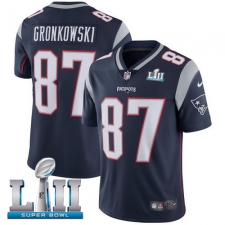 Men's Nike New England Patriots #87 Rob Gronkowski Navy Blue Team Color Vapor Untouchable Limited Player Super Bowl LII NFL Jersey