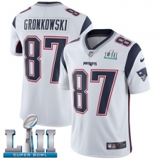 Men's Nike New England Patriots #87 Rob Gronkowski White Vapor Untouchable Limited Player Super Bowl LII NFL Jersey
