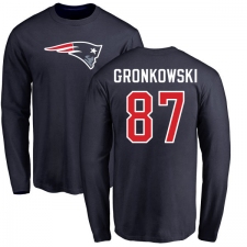NFL Nike New England Patriots #87 Rob Gronkowski Navy Blue Name & Number Logo Long Sleeve T-Shirt