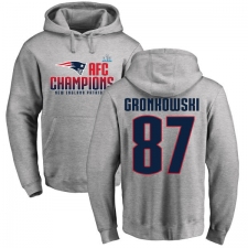 Nike New England Patriots #87 Rob Gronkowski Heather Gray 2017 AFC Champions Pullover Hoodie