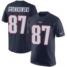 Nike New England Patriots #87 Rob Gronkowski Navy Blue Rush Pride Name & Number T-Shirt