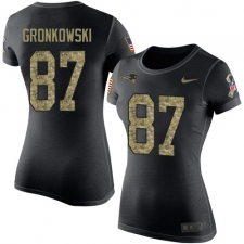 Women's Nike New England Patriots #87 Rob Gronkowski Black Camo Salute to Service T-Shirt
