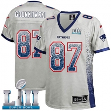 Women's Nike New England Patriots #87 Rob Gronkowski Elite Grey Drift Fashion Super Bowl LII NFL Jersey