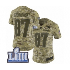 Women's Nike New England Patriots #87 Rob Gronkowski Limited Camo 2018 Salute to Service Super Bowl LIII Bound NFL Jersey
