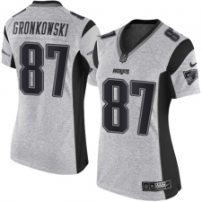 Women's Nike New England Patriots #87 Rob Gronkowski Limited Gray Gridiron II NFL Jersey